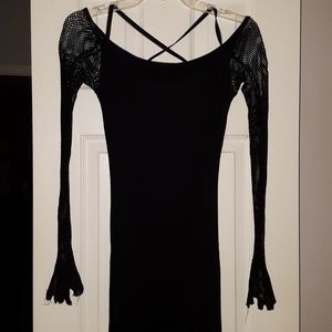 Vintage Lip Service Black Fishnet Gothic Dress